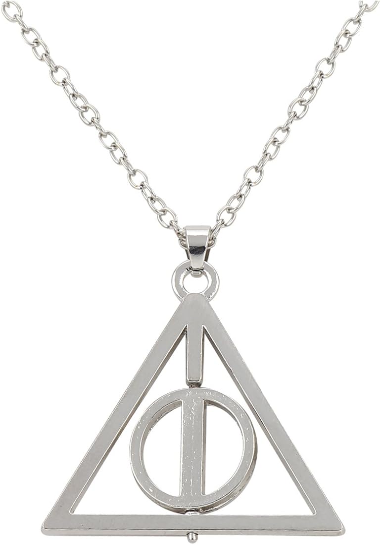 სიკვდილის საჩუქრების მბრუნავი ყელსაბამი ვერცხლისფერი