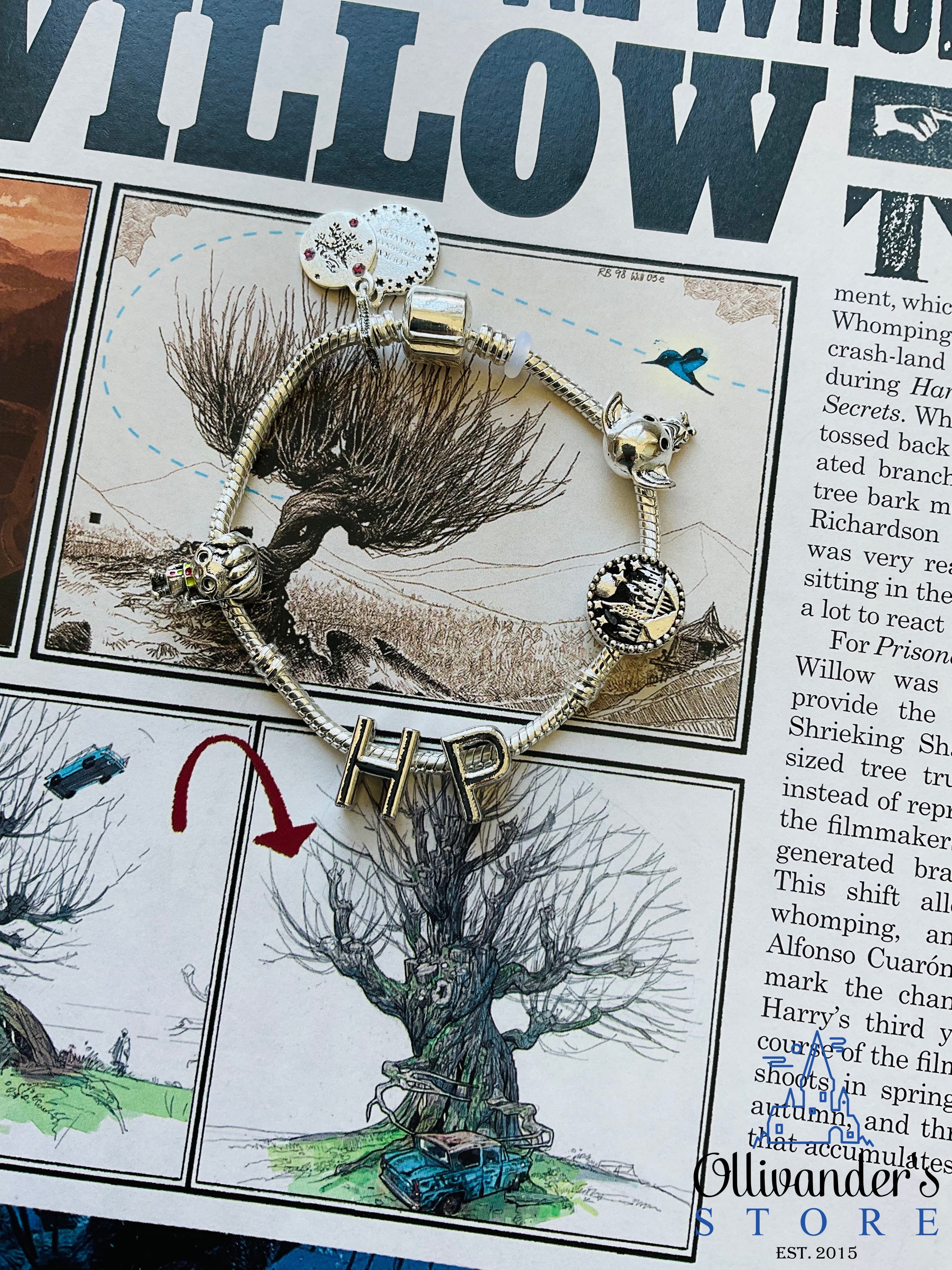 მოვერცხლილი სამაჯური 6 ჩარმით დობი ჰოგვორტსი ჰარი ჰპ და ფირფიტა