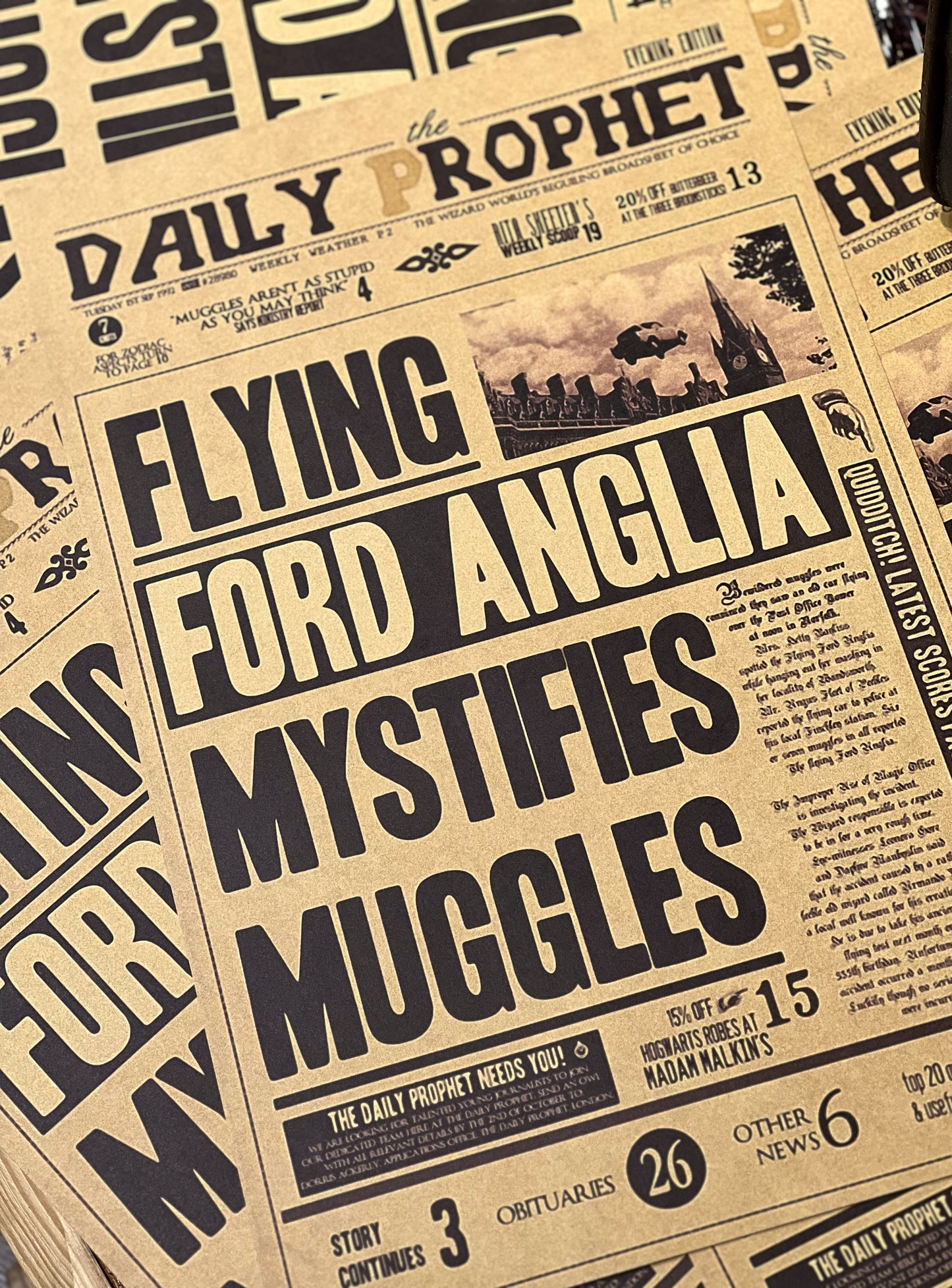Daily Prophet: Flying Ford Anglia Surprises the Muggles