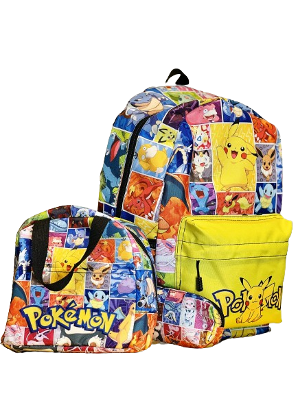 Pikachu School Set: Backpack, Pencil Case, Lunchbox